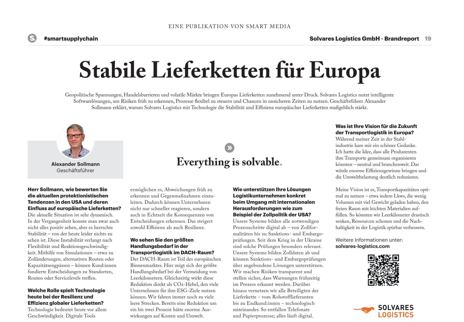 Alexander Sollmann im Handelsblatt Supply Chain